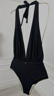 One-Piece Swimsuit/Body "Gaia" with CRYSTALS – BLACK