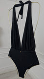 Costum de baie/Body CRISTALE întreg "Gaia" NEGRU
