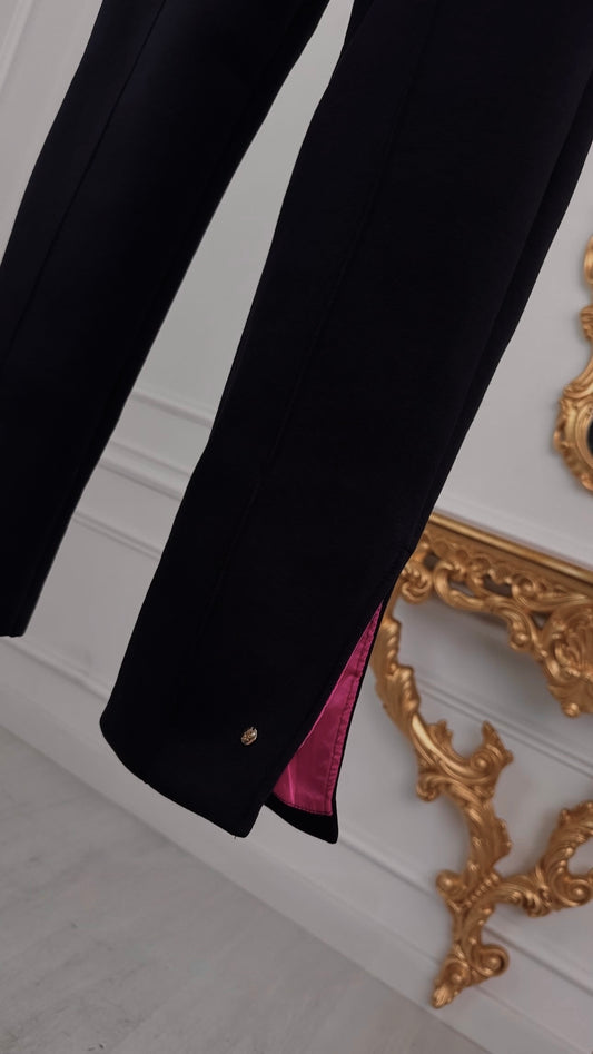 Pantaloni  "Blush" cu SLIȚ - NEGRU