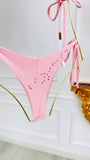 Blush Pink Crystal Triangle Bikini Top with Removable Cups
