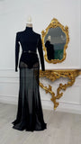 Fustă lungă evazată tulle elastic NEGRU