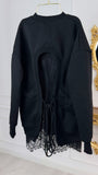 Set 3 piese Bluză " Eria 330 " cu spatele gol + Pantaloni extra scurți Hera + Bluza Dantela NEGRU