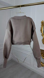 Bluză  cu Satin la interior Cropped Mocha Mousse