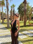 Long Flared Skirt with Elastic Tulle BLACK