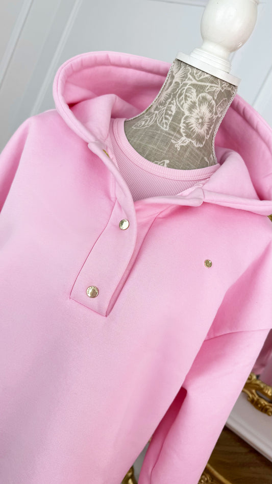 Hanorac " ERIA 500 Snap " cu capse și Satin pe interior BABY PINK