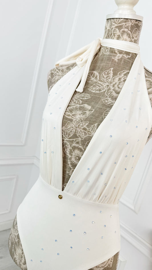 Costum de baie/Body CRISTALE întreg "Gaia" MILK