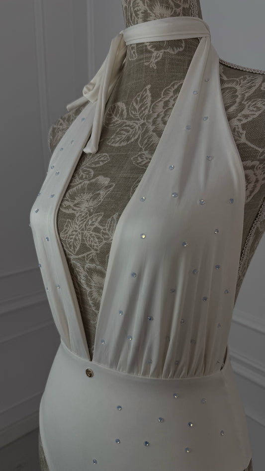 Costum de baie/Body CRISTALE întreg "Gaia" MILK