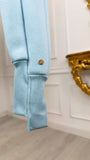 SET 2 Pieces "Blush" Hoodie with OPEN BACK + Flared Pants - BABY BLUE