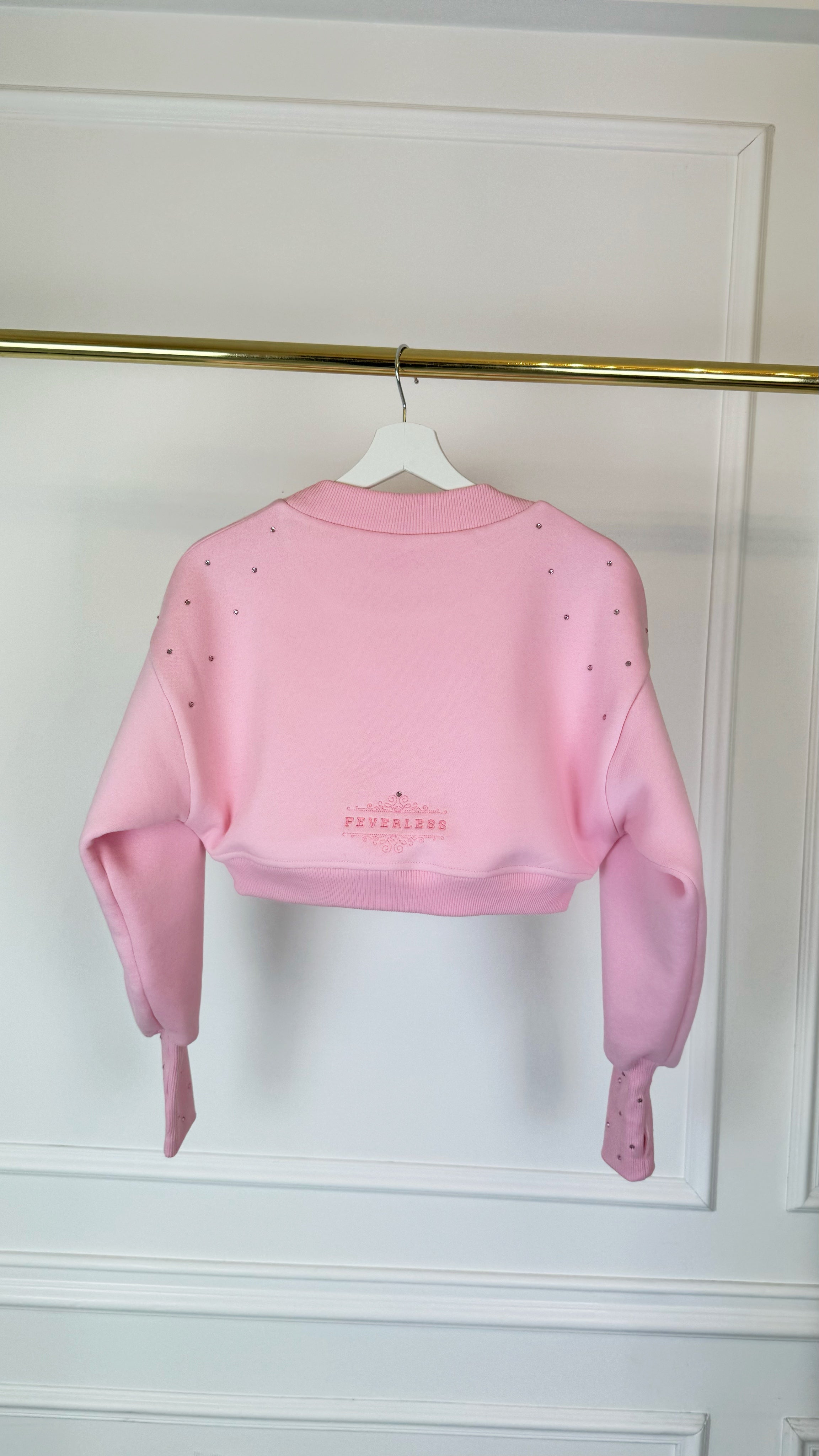 "Blush" Cropped blouse with CRYSTALS - 3 VARIANT COLORS