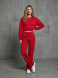 Set 2 Piezas Blusa "ERIA 500" Cropped + Pantalones Rectos ROJO