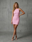 Rochie SCURTĂ din Rib - BABY PINK