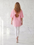 Tricou cu spatele Gol - OVERSIZE   - BABY PINK