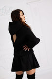 OUTLET "Blush" Backless Bell Sleeve Hoodie BLACK - UNLINED - please read description.