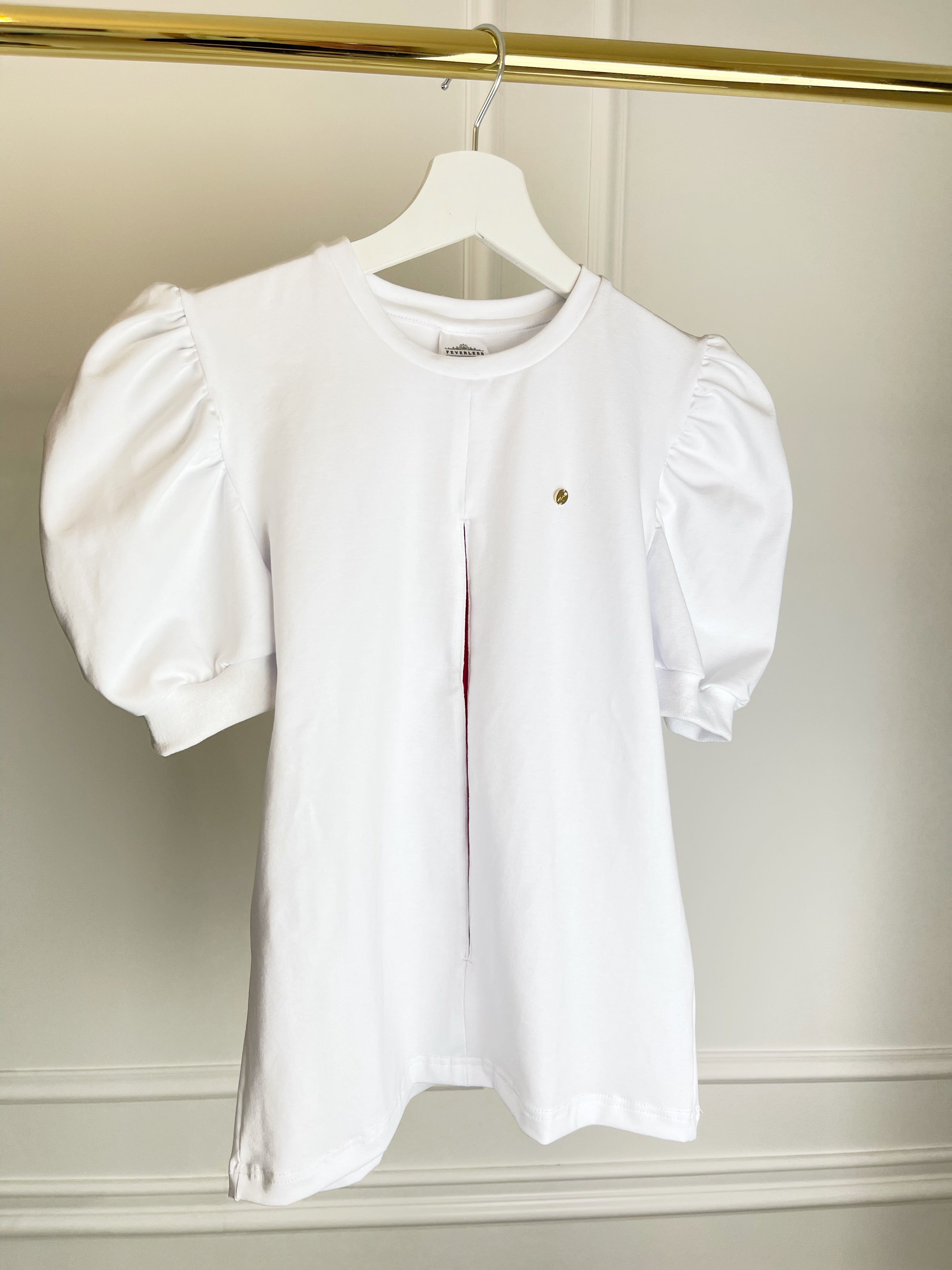 Camiseta Doll Corta "Split" con mangas abullonadas Blanca
