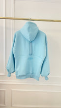 Load image into Gallery viewer, &quot;Blush&quot; Hoodie  with Open Back and Bell Sleeves Baby Blue