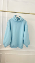 Load image into Gallery viewer, &quot;Blush&quot; Hoodie  with Open Back and Bell Sleeves Baby Blue