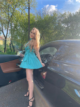Load image into Gallery viewer, Short &quot;Baby Doll&quot; Non-Crease Taffeta Dress Turqoise
