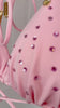 Blush Pink Crystal Triangle Bikini Top with Removable Cups