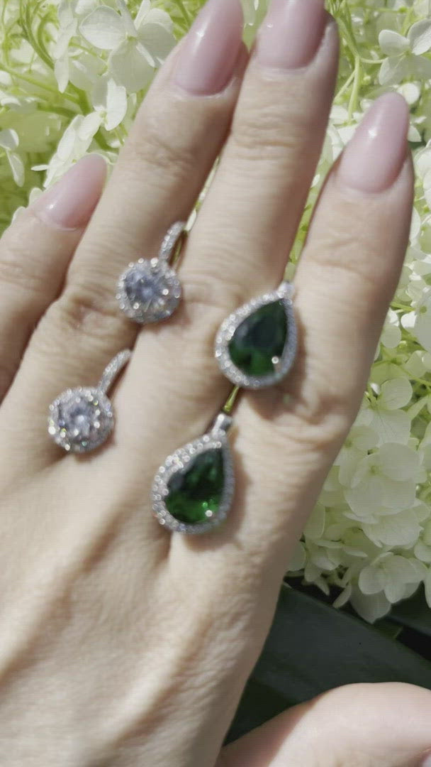 "Emerald Drop" Earrings in Sterling Silver