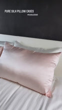 Load and play video in Gallery viewer, FeverLess Embroidered Natural Silk Mulberry Zipper Pillow Cover White
