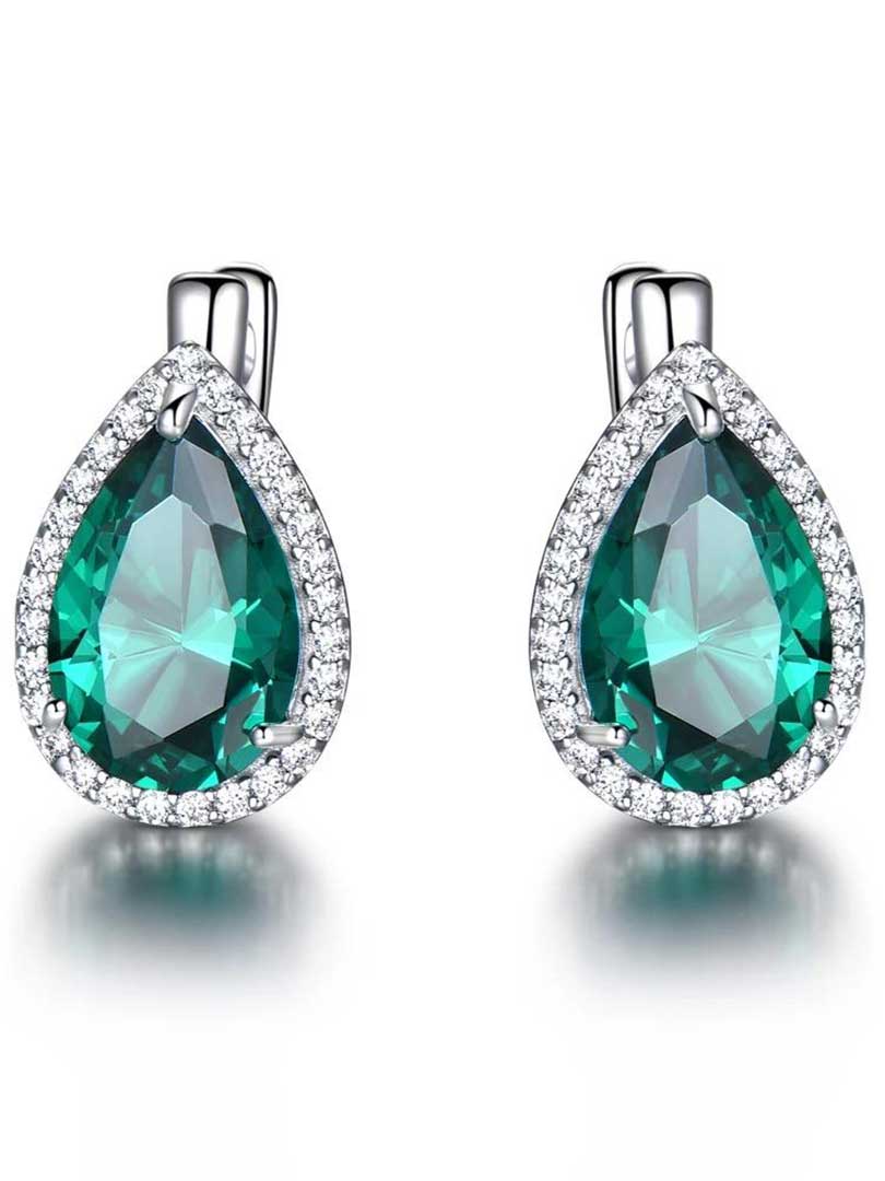 Cercei Emerald Drop din Argint Rodinați