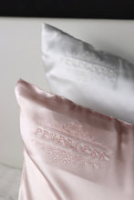 Load image into Gallery viewer, SET of 2 FeverLess Embroidered Pillowcases, made of Natural Mulberry Silk with Light Pink Zipper