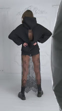 Load and play video in Gallery viewer, &quot;Blush&quot; Hoodie with Open Back and Bell Sleeves BLACK