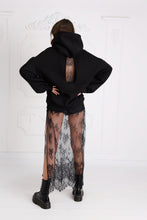 Load image into Gallery viewer, &quot;Blush&quot; Hoodie with Open Back and Bell Sleeves BLACK