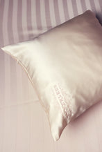Load image into Gallery viewer, FeverLess Embroidered Mulberry Silk Pillowcase 40x40cm with Light Pink Zipper
