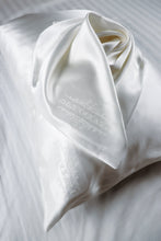 Load image into Gallery viewer, SET of 2 FeverLess Embroidered Pillowcases, made of Natural Mulberry Silk with Hidden White Zipper.