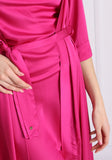 Set Satin Wave - Short Robe + Backless Dress Fuchsia