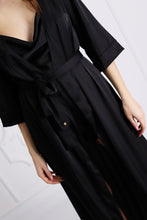 Load image into Gallery viewer, Long Black Satin Wave Robe

