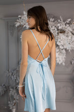 Load image into Gallery viewer, Satin Wave Dress in Baby Blue