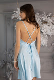 Satin Wave Dress in Baby Blue