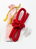 XXS Size Silk Heatless Curler with SILK Scrunchies Red