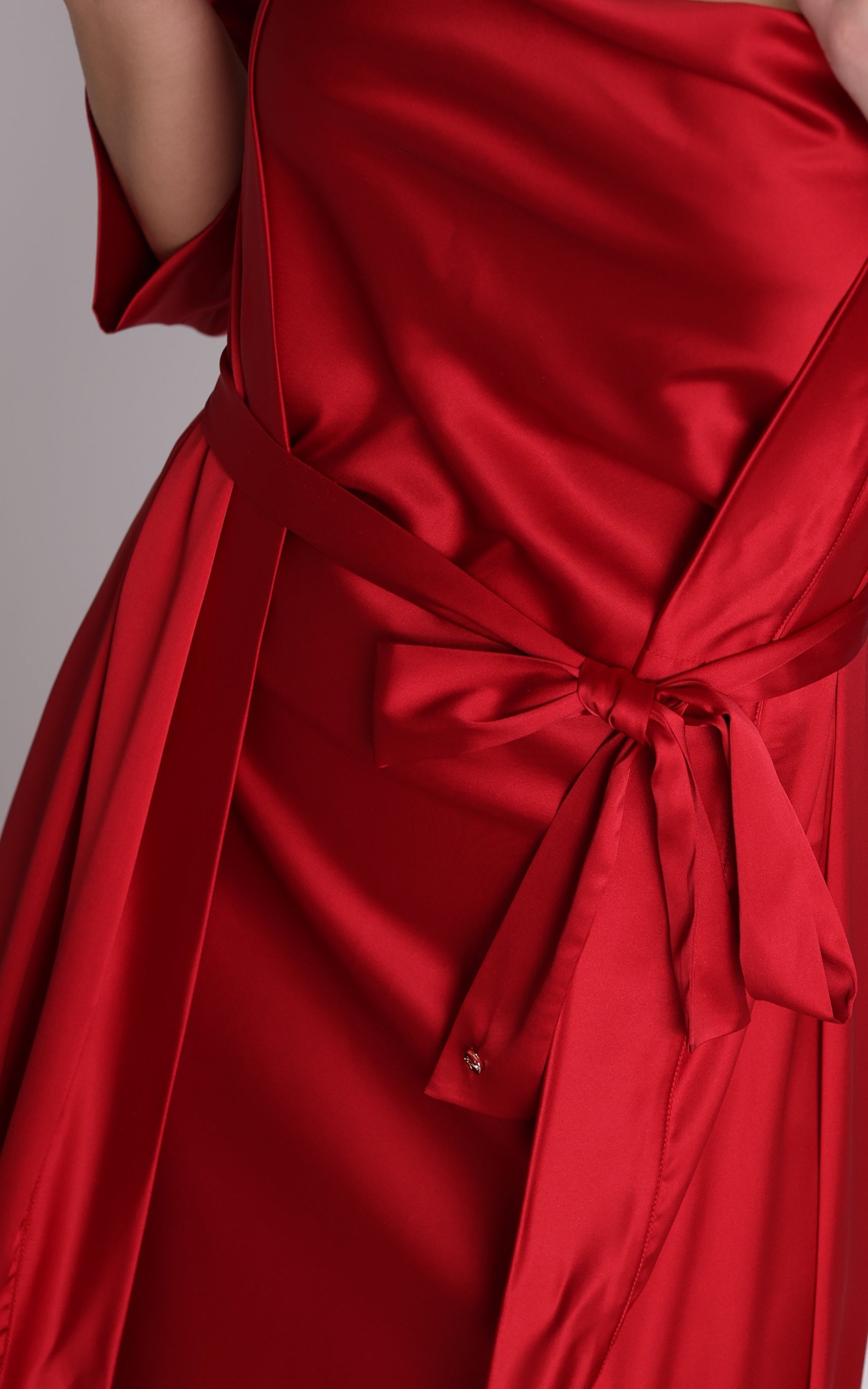 Long Red Satin Wave Robe.