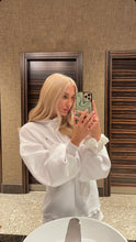 Load image into Gallery viewer, &quot;Blush&quot; Hoodie  with Open Back and Bell Sleeves WHITE

