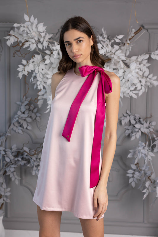Short A-line Taffeta Dress Powder Pink