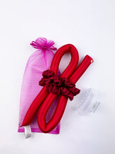 Load image into Gallery viewer, STANDARD Size Silk Heatless Curler with Satin Scrunchies Red