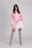 "Blush" Hoodie with open back and bell sleeves in pink.