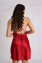 Load image into Gallery viewer, Set Satin Wave - Short Robe + Backless Dress Red