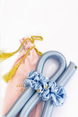 STANDARD Size Silk Heatless Curler with SILK Scrunchies Baby Blue
