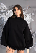 Load image into Gallery viewer, &quot;Blush&quot; Hoodie with Crystals, Open Back, and Bell Sleeves, Black
