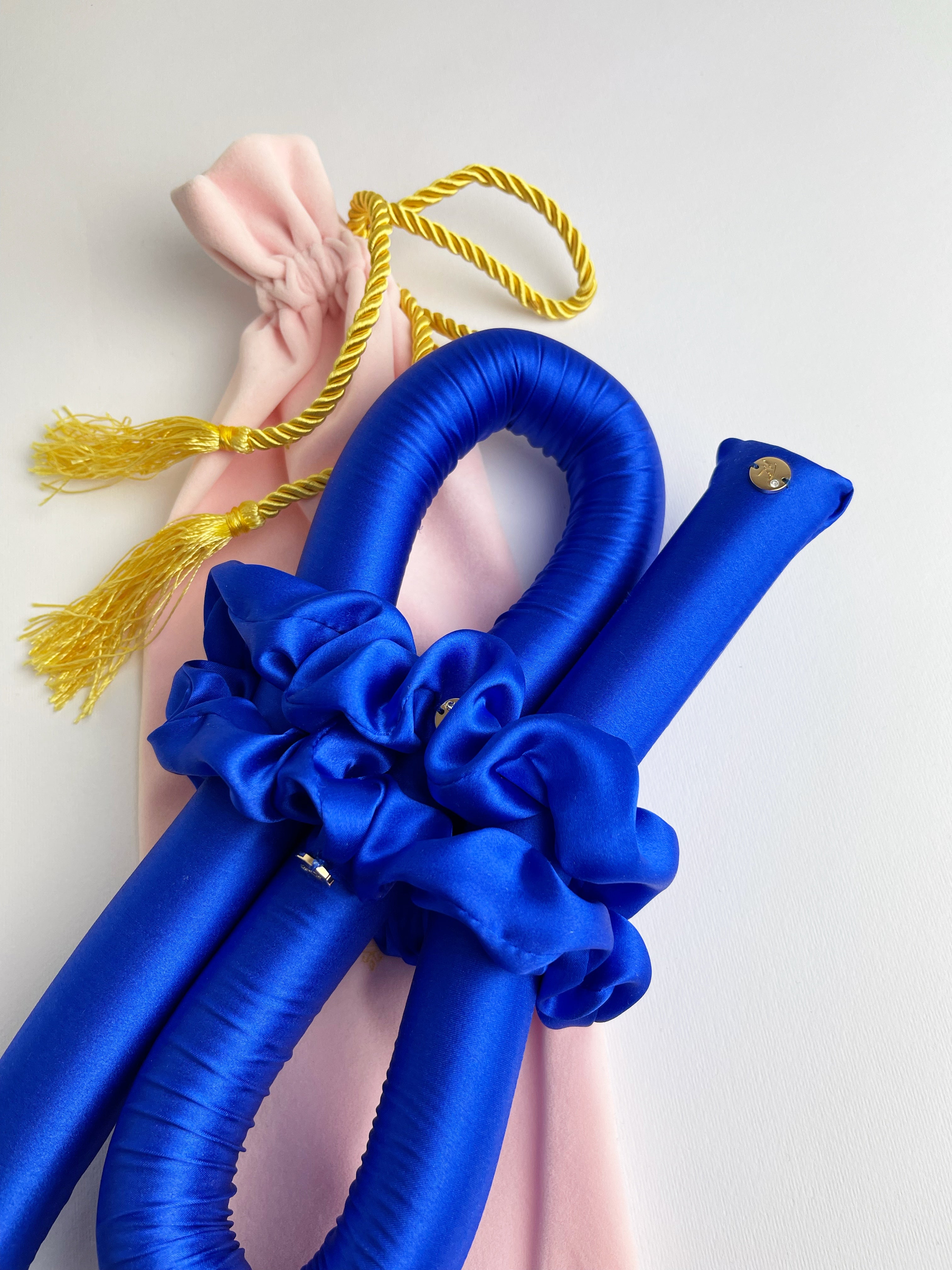 STANDARD Size Silk Heatless Curler with SILK Scrunchies Royal Blue