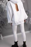 "Blush" Hoodie with Crystals, Open Back, and Bell Sleeves, White