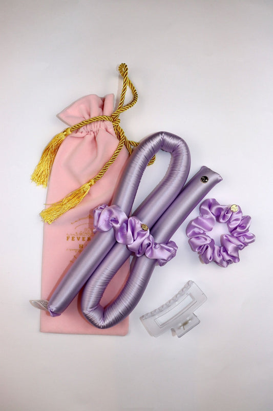 XXS Size Silk Heatless Curler with SILK Scrunchies Lavender