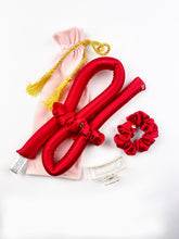 Load image into Gallery viewer, STANDARD Size Silk Heatless Curler with SILK Scrunchies Red
