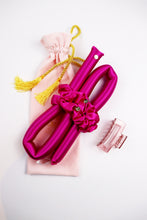 Load image into Gallery viewer, STANDARD Size Silk Heatless Curler with SILK Scrunchies  Fuxia
