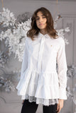 Cotton W. Shirt with Ruffles and White Lace 