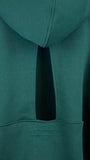 "Blush" Hoodie with Open back and Bell Sleeves, Emerald Green
